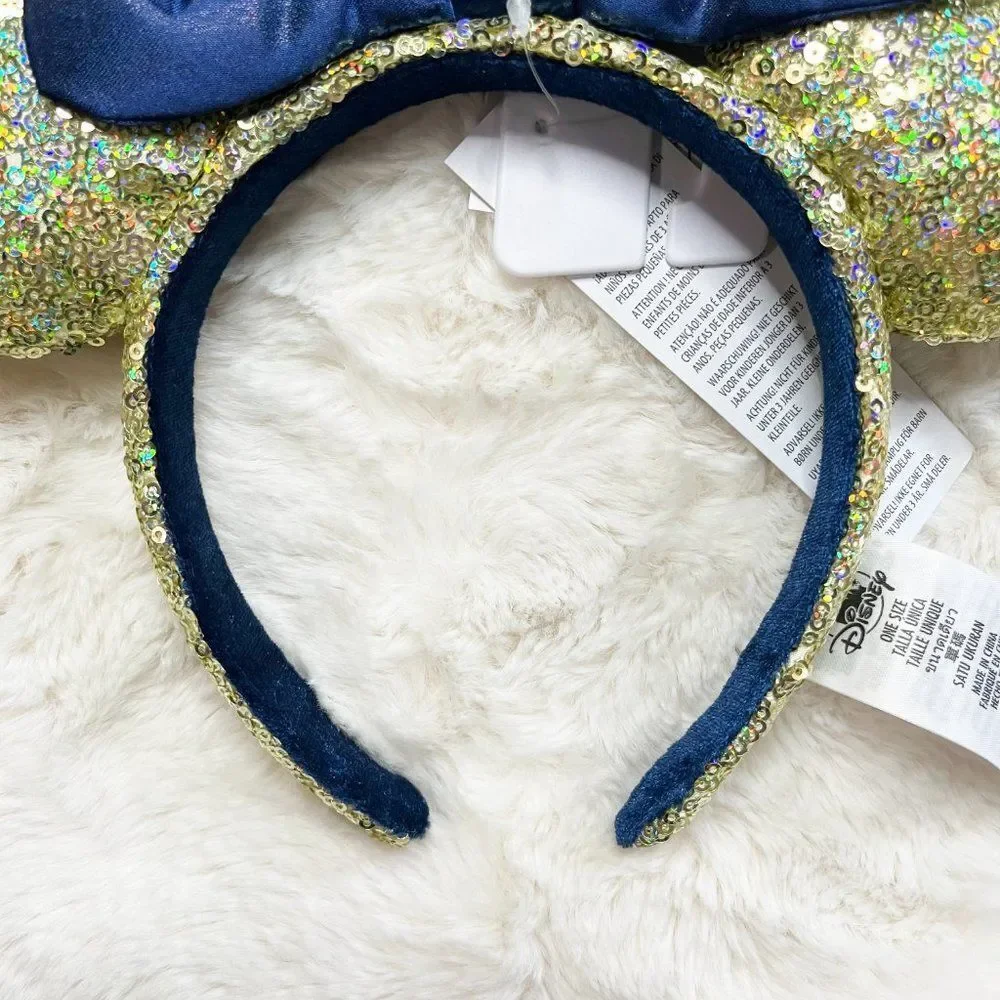 Disney Parks 50th Anniversary Gold‎ Sequin With EARidescent Minnie Ears Headband